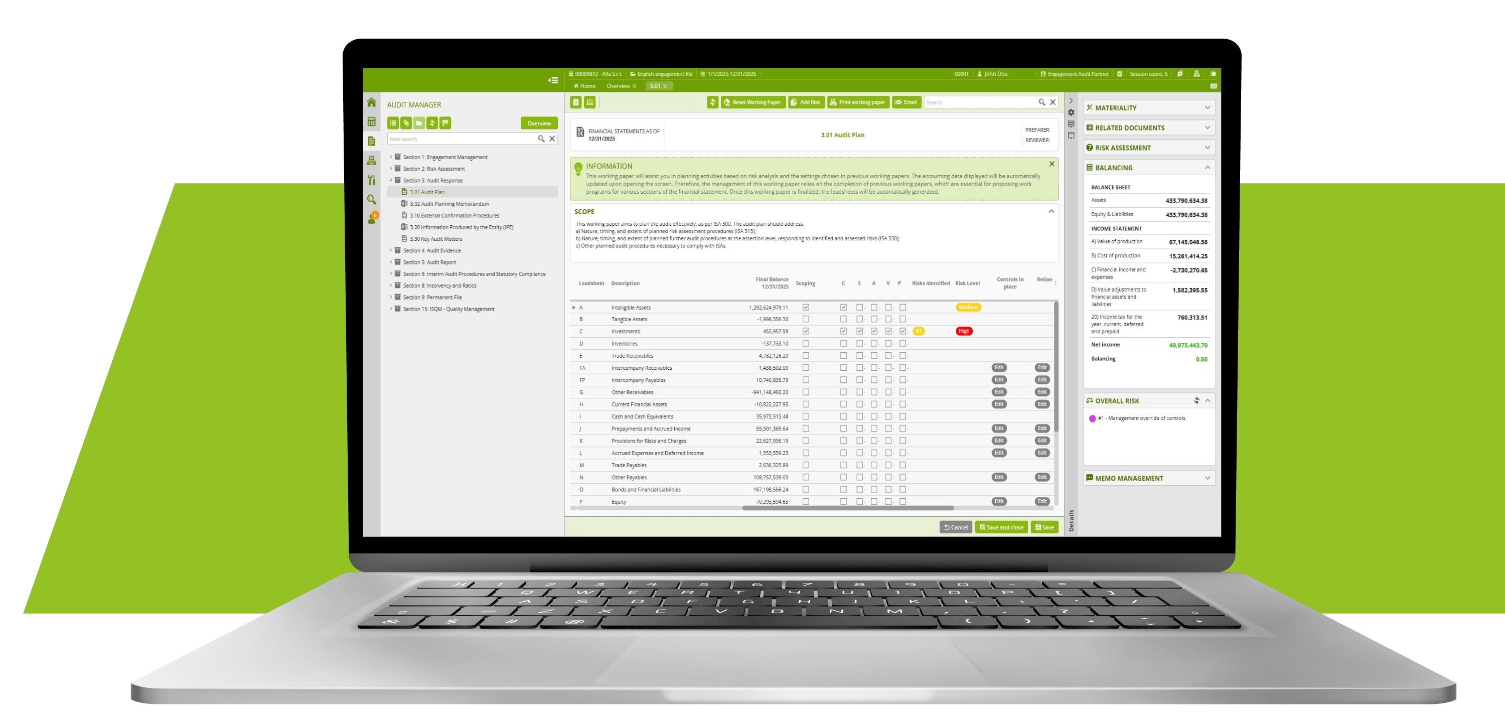 Laptop with Auditev software