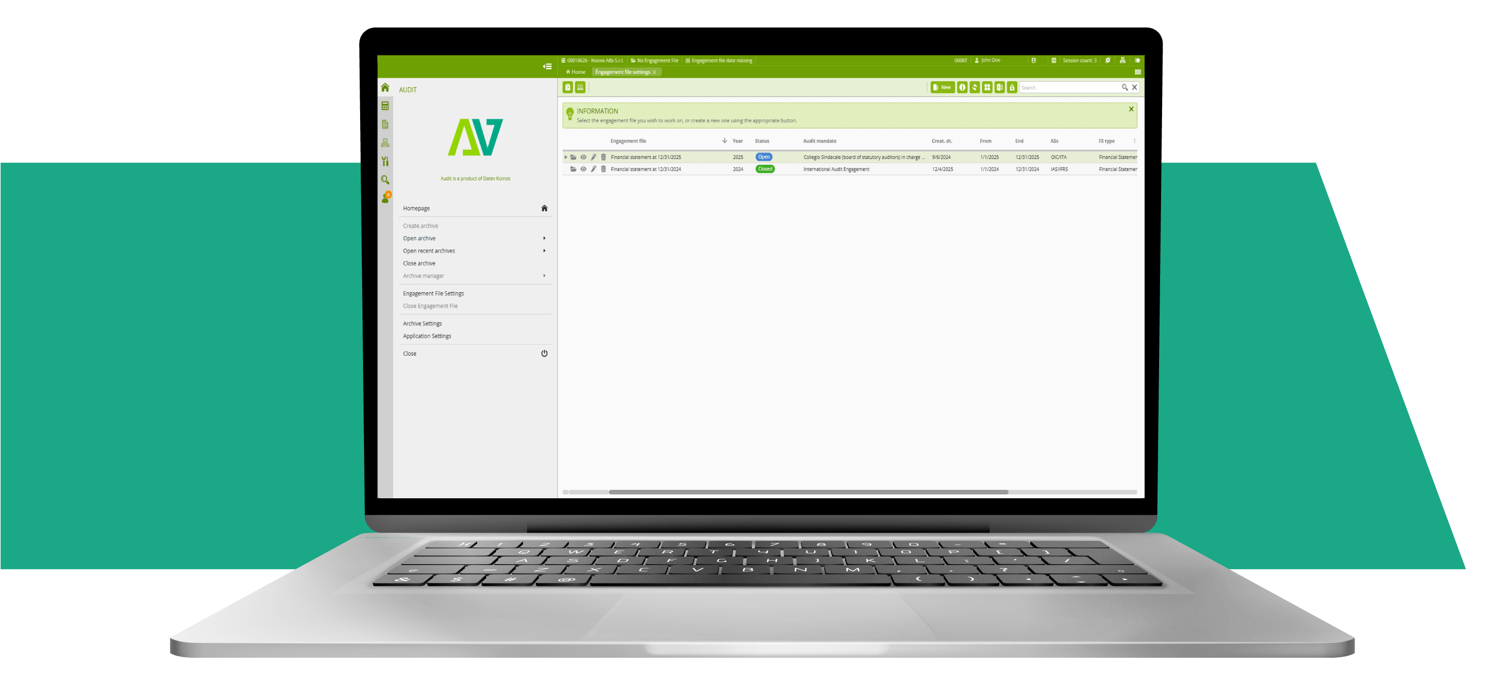 Laptop with Auditev software