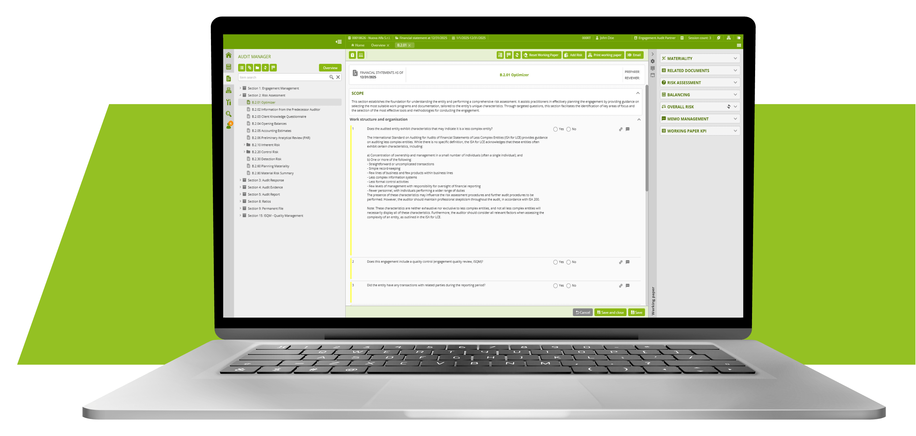 Laptop with Auditev software