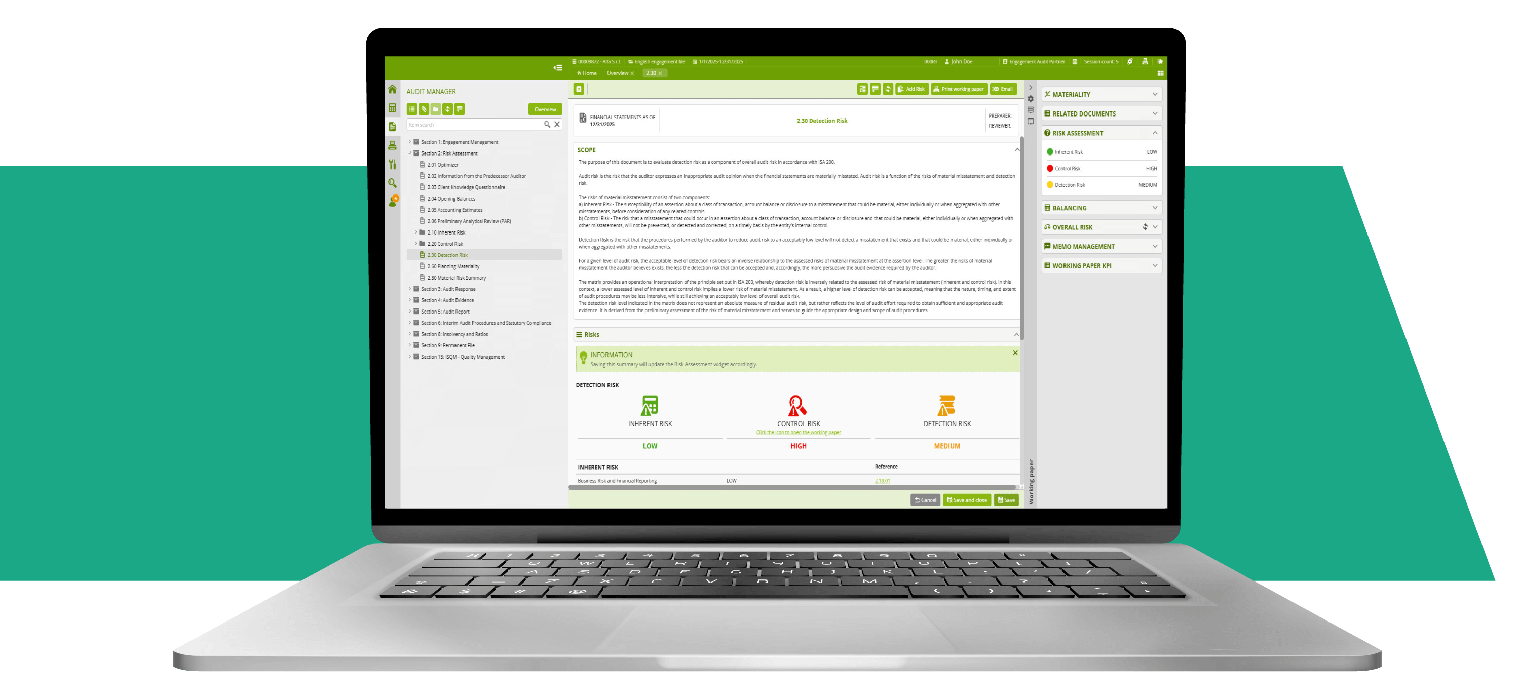 Laptop with Auditev software