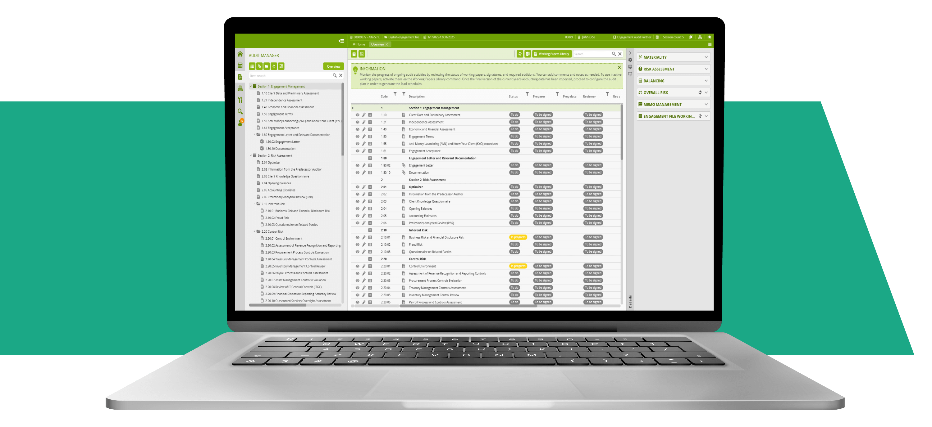 Laptop with Auditev software